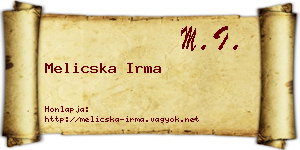 Melicska Irma névjegykártya